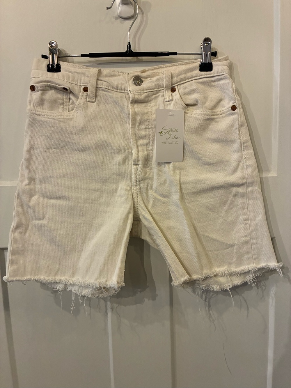 Levi's Cream Denim Cutoff Jean Shorts